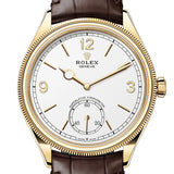 Rolex 1908 39mm Yellow Gold Intense White Dial Leather Strap – 52508