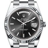 Rolex Day-Date 40 Platinum Black Dial Fluted Bezel President Bracelet – 228236BLK
