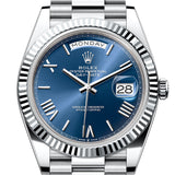 Rolex Day-Date 40 Platinum Blue Dial Fluted Bezel President Bracelet – 228236BLU