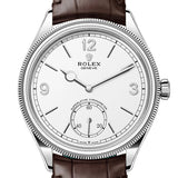 Rolex 1908 39mm White Gold Intense White Dial Leather Strap – 52509