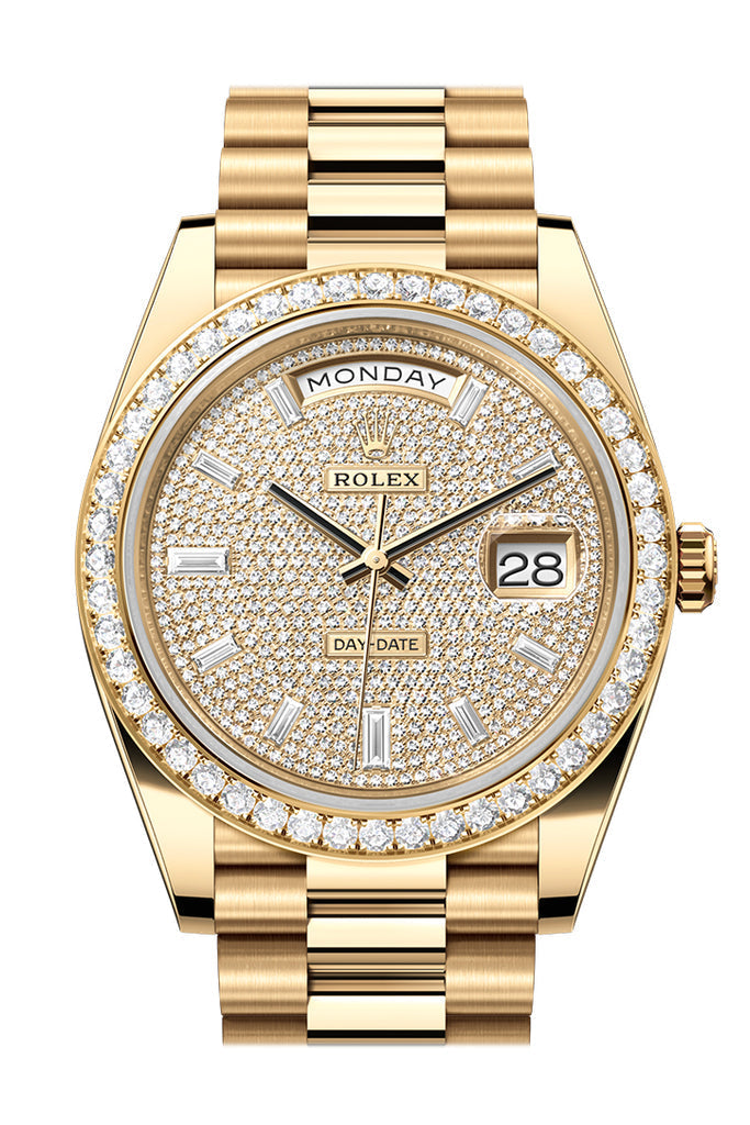 Rolex Day-Date 40 Yellow Gold Diamond-Paved Dial Diamond Bezel President Bracelet – 228348DPAV