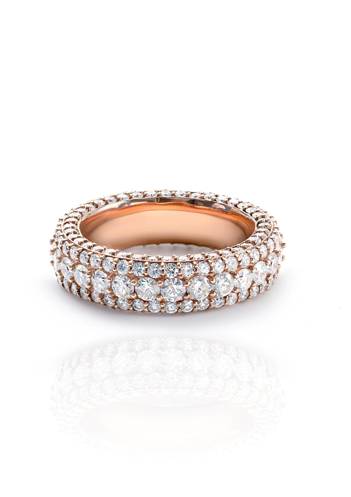 Diamond Wedding Band, 14K Rose Gold 6.26ct