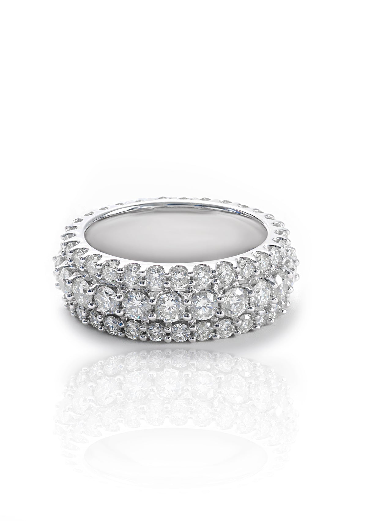 Diamond Wedding Band, 14K White Gold 6.20ct
