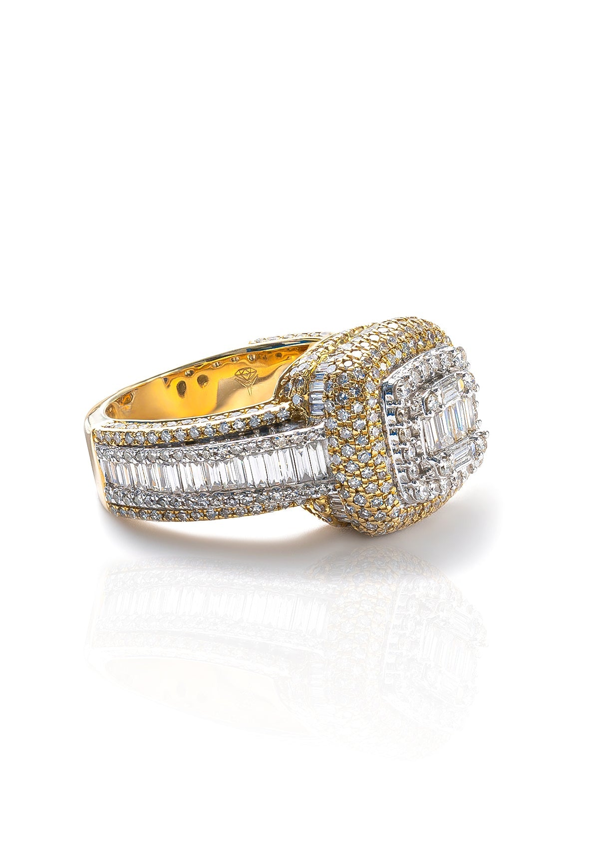 Diamond Baguette Ring, 14K Yellow Gold 3.98ct view 2