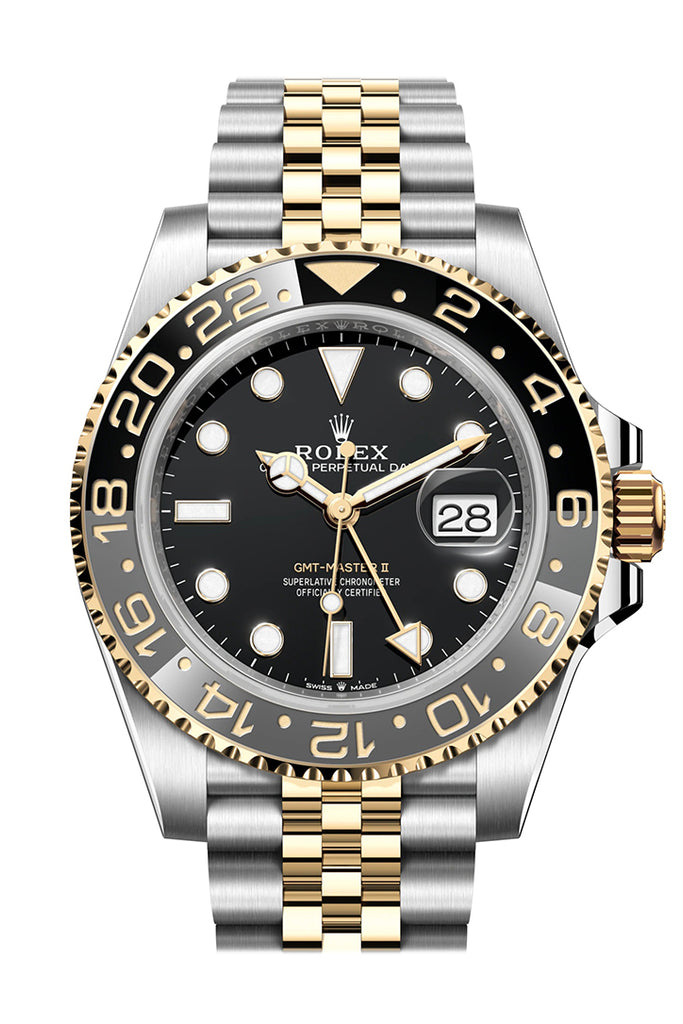 Rolex GMT-Master II 40mm Yellow Rolesor Black Dial Grey-Green Cerachrom Bezel Oyster Bracelet – 126713GRNR