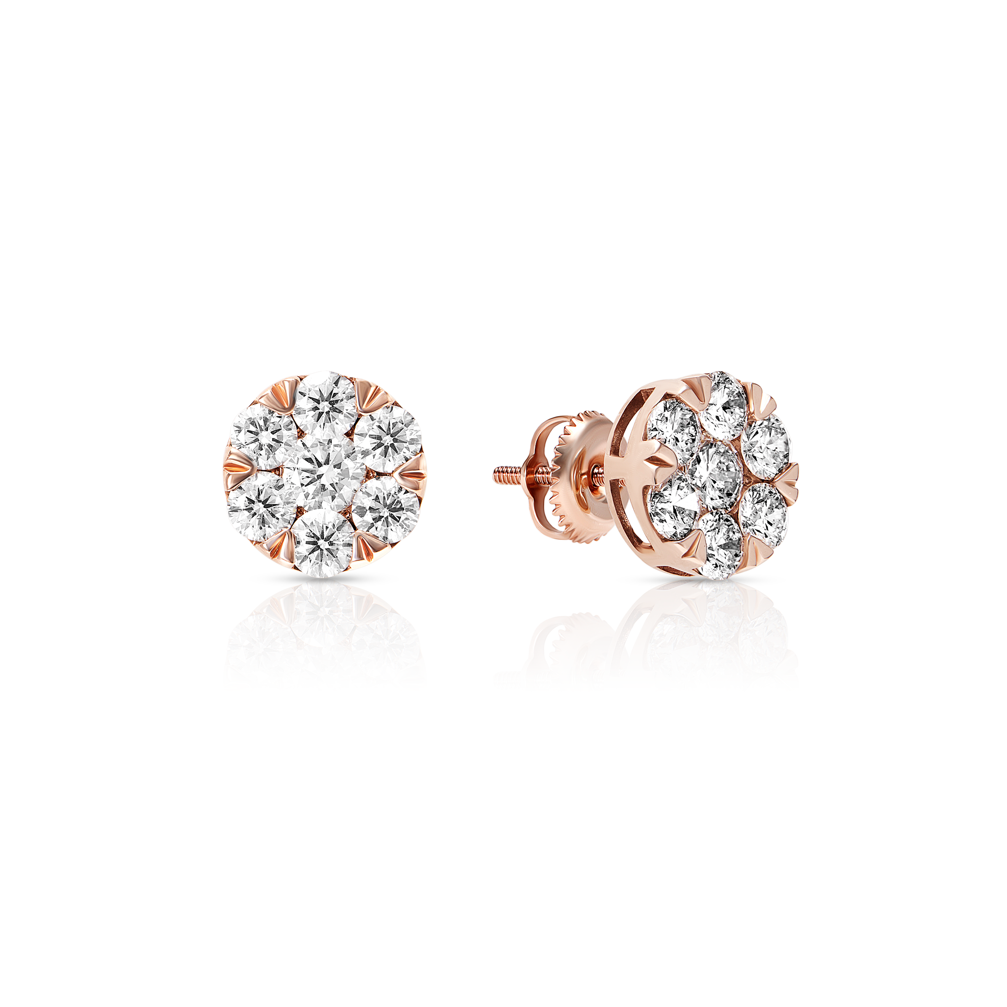 Diamond Cluster Earrings, 14K White Gold 0.5ct view 2
