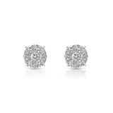 Diamond Cluster Earrings, 14K White Gold 2.50ct