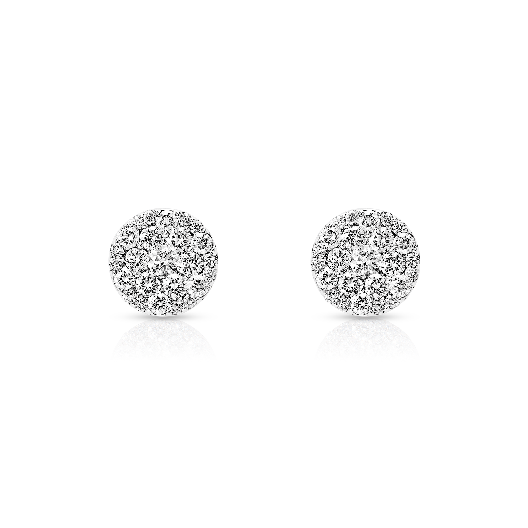 Diamond Cluster Earrings, 14K White Gold 1.0ct