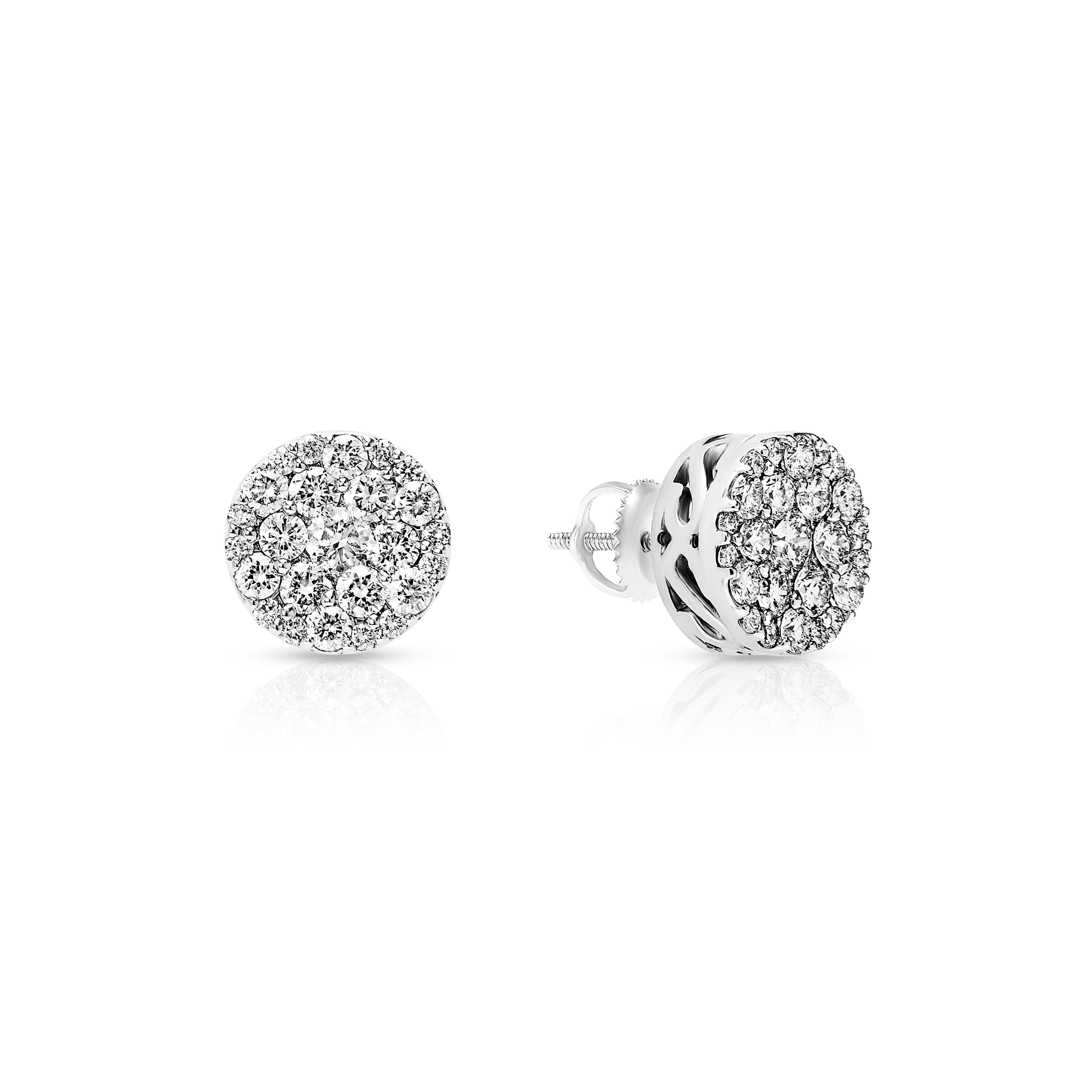 Diamond Cluster Earrings, 14K White Gold 1.0ct view 2