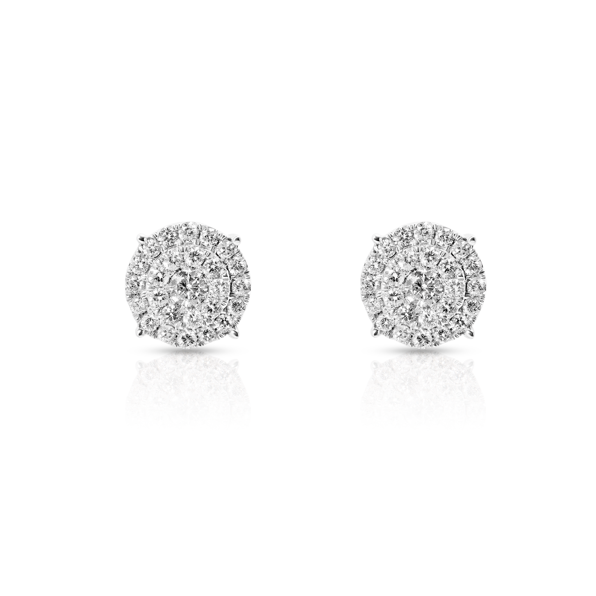 Diamond Cluster Earrings, 14K White Gold 2.60ct