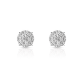 Diamond Cluster Earrings, 14K White Gold 2.60ct