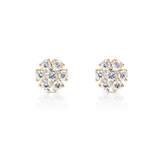 Flower Cluster Earrings, 14K Yellow Gold 2.97ct