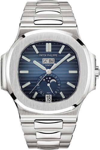 Patek Philippe Nautilus Annual Calendar Moon Phases 40.5mm Stainless Steel Blue Dial Steel Bracelet – 5726/1A-014