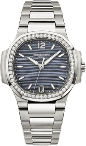 Patek Philippe Nautilus 33.6mm Stainless Steel Blue Mother-of-Pearl Dial Diamond Bezel – 7018/1A-010