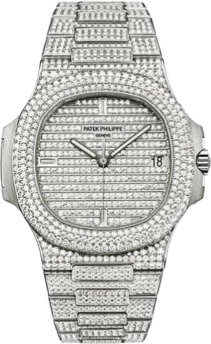 Patek Philippe Nautilus 40mm White Gold Diamond Pavé Dial Diamond Bezel – 5719/1G-001