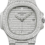 Patek Philippe Nautilus 40mm White Gold Diamond Pavé Dial Diamond Bezel – 5719/1G-001