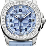 Patek Philippe Aquanaut Luce 40mm White Gold Blue Mother-of-Pearl Dial Diamond Bezel Leather Strap – 5072G-001