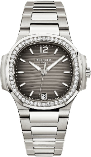 Patek Philippe Nautilus 33.6mm Stainless Steel Charcoal Grey Dial Diamond Bezel – 7018/1A-011