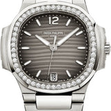 Patek Philippe Nautilus 33.6mm Stainless Steel Charcoal Grey Dial Diamond Bezel – 7018/1A-011