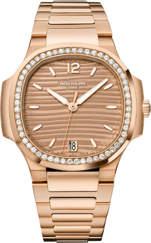 Patek Philippe Nautilus 35.2mm Rose Gold Golden Brown Dial Diamond Bezel – 7118/1200R-010