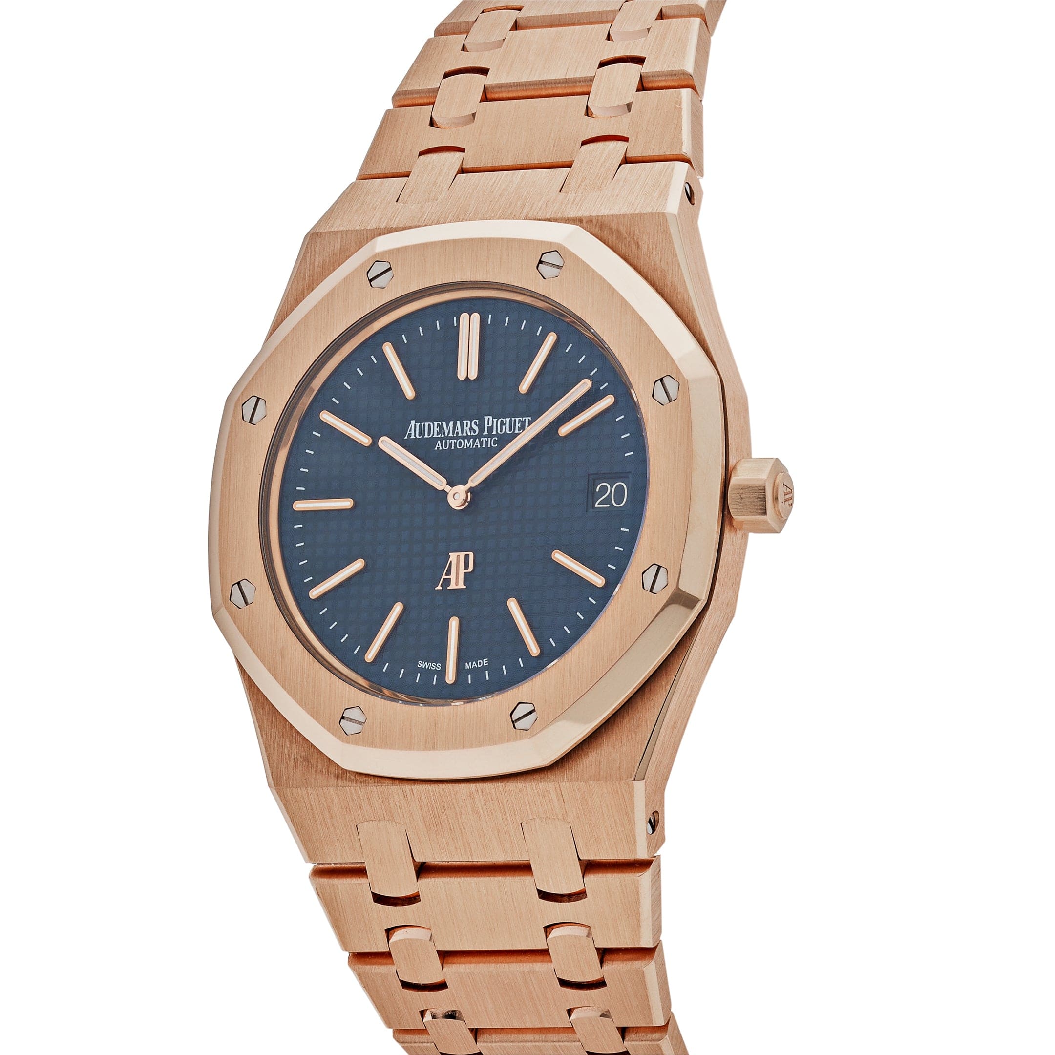 Audemars Piguet Royal Oak 15202OR.OO.1240OR.01 'Jumbo' Extra-Thin Rose Gold Blue Dial (2016) view 3