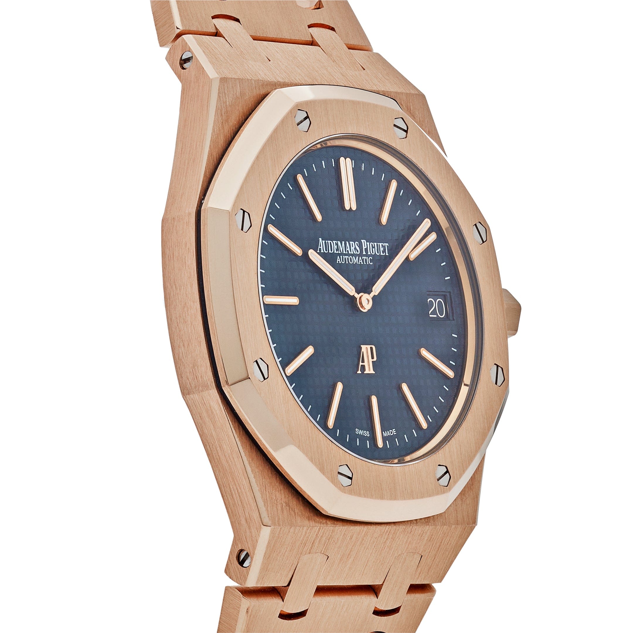 Audemars Piguet Royal Oak 15202OR.OO.1240OR.01 'Jumbo' Extra-Thin Rose Gold Blue Dial (2016) view 4