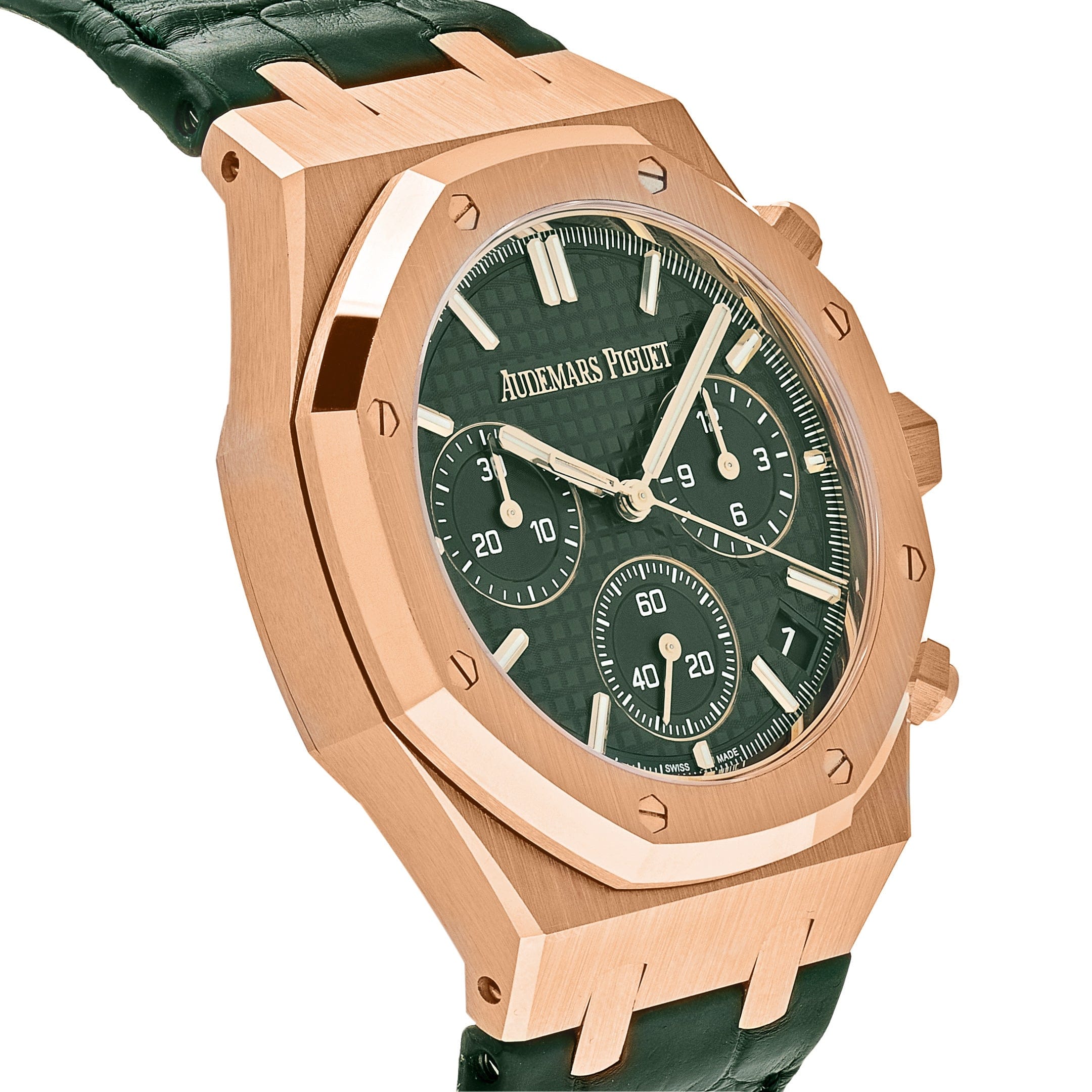 Audemars Piguet Royal Oak 26240OR.OO.D404CR.01 Chronograph '50th Anniversary' Rose Gold Green Dial view 3