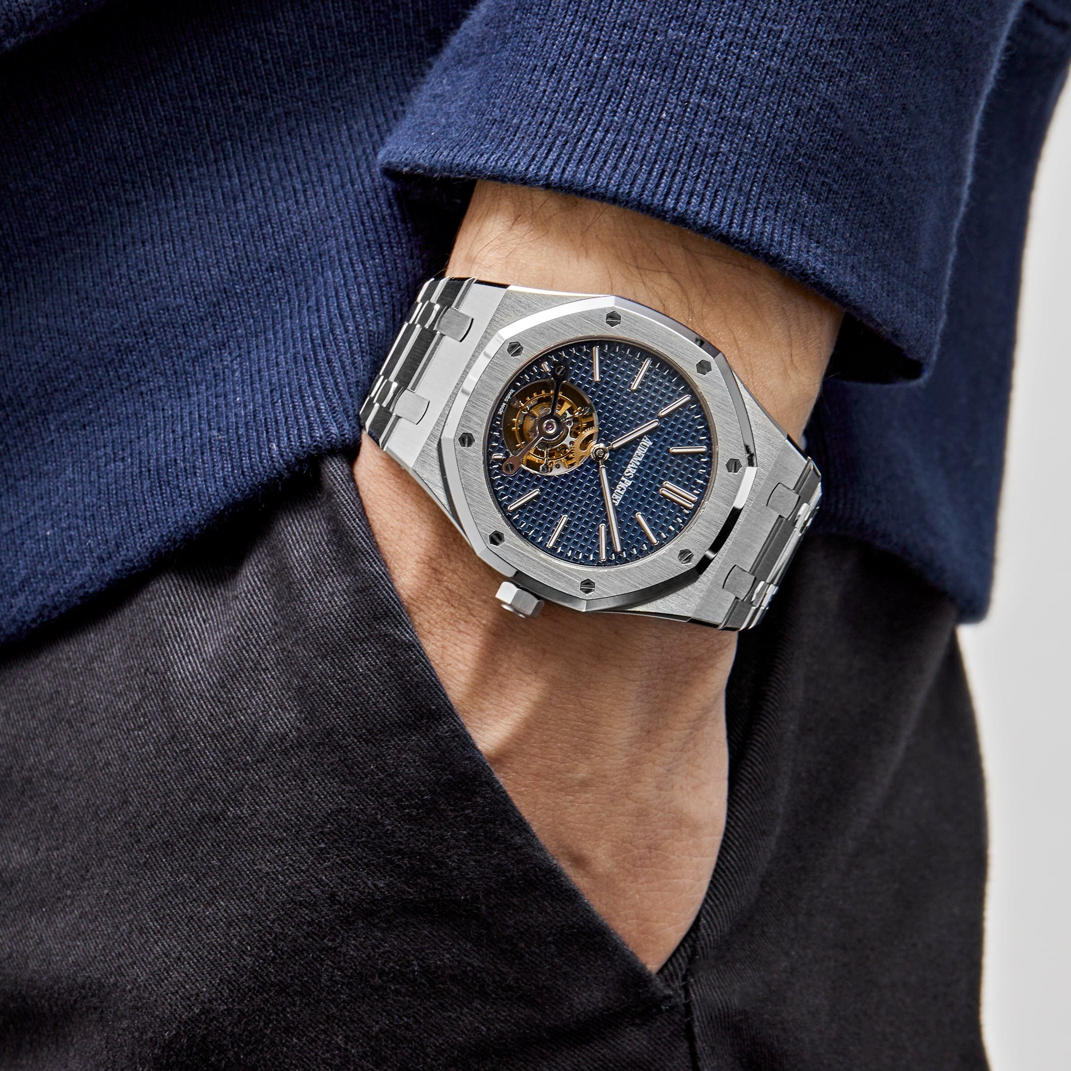Audemars Piguet Royal Oak 26510ST.OO.1220ST.01 Tourbillon Extra-Thin Steel Blue Dial view 2