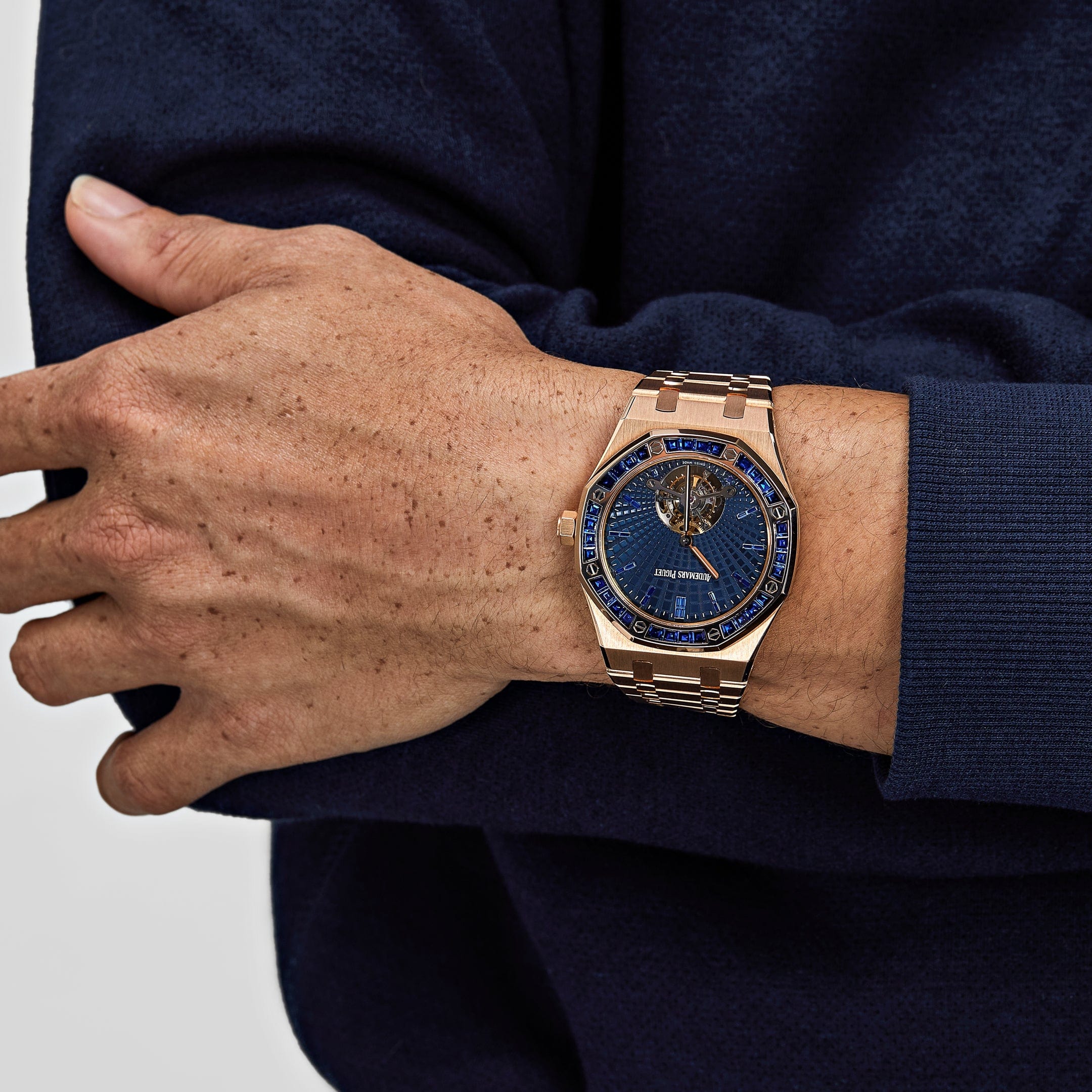 Audemars Piguet Royal Oak 26521OR.SS.1220OR.01 'Extra-Thin' Tourbillon Rose Gold Blue Sapphire view 2