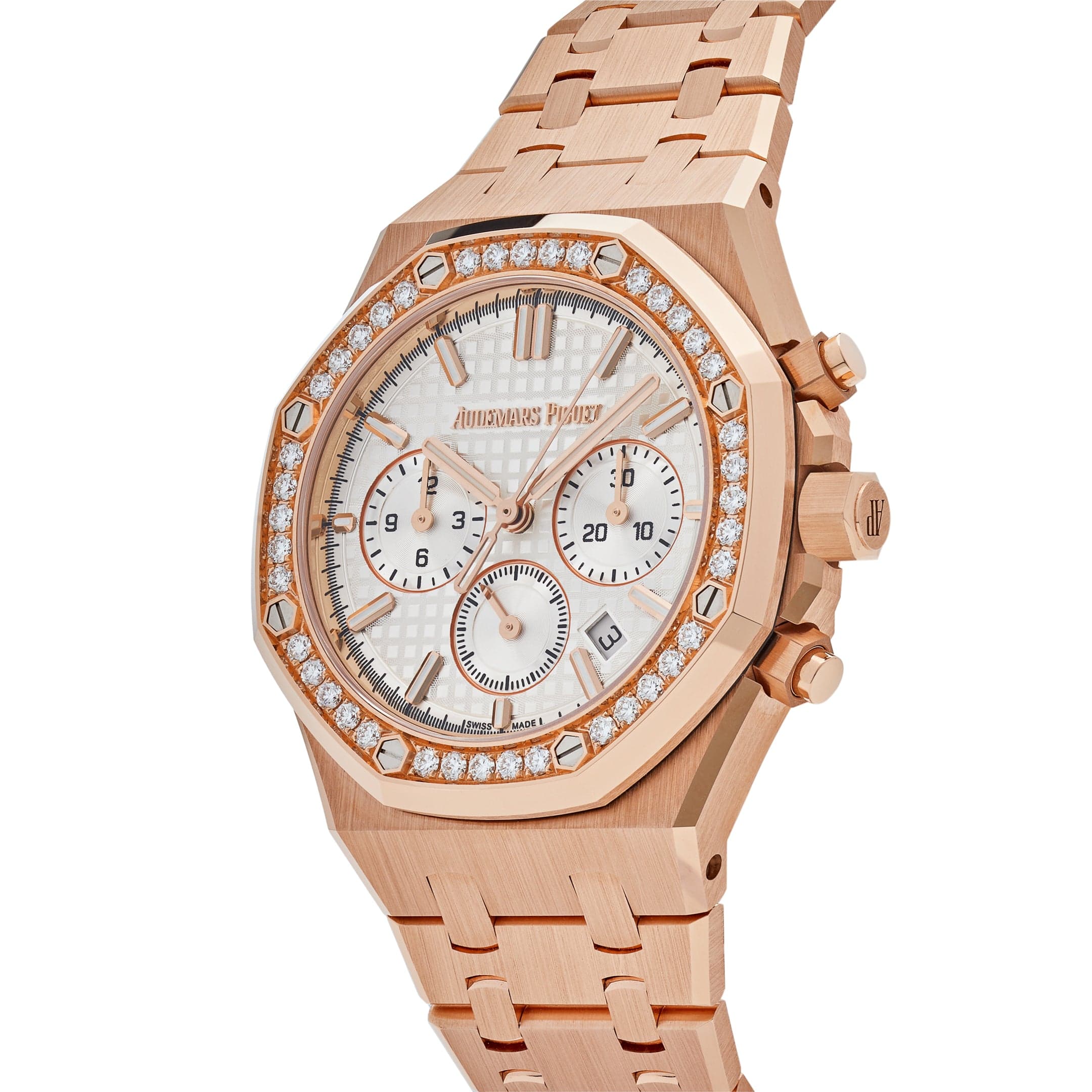 Audemars Piguet Royal Oak 26715OR.ZZ.1356OR.01 Selfwinding Chronograph Rose Gold Diamond Bezel (2022) view 5