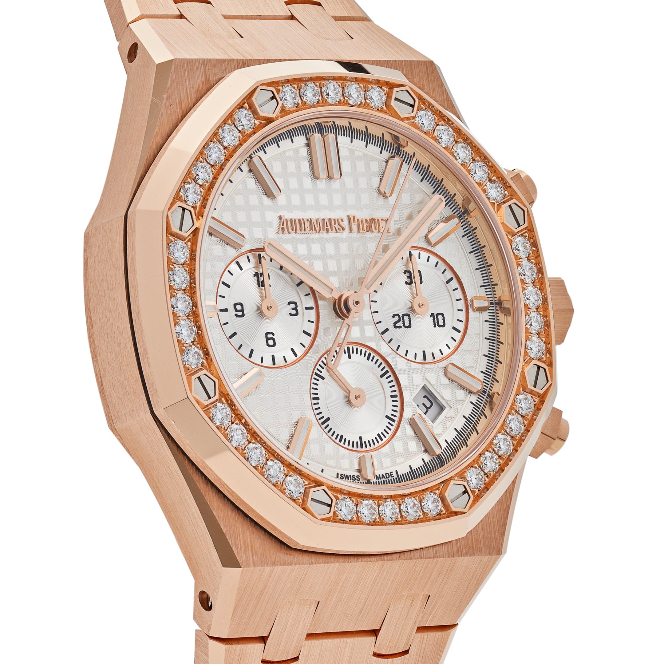 Audemars Piguet Royal Oak 26715OR.ZZ.1356OR.01 Selfwinding Chronograph Rose Gold Diamond Bezel (2022) view 3