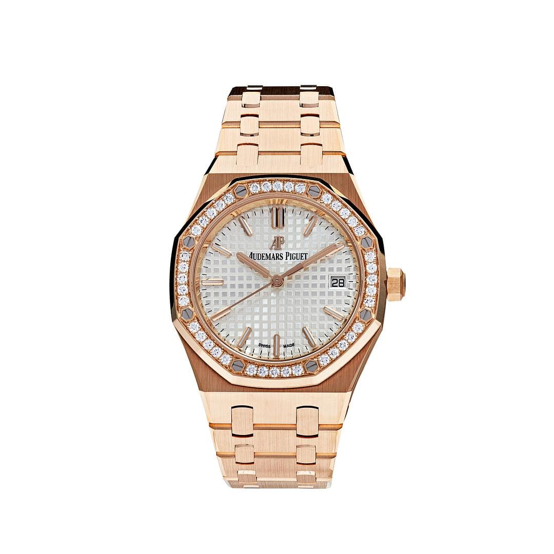 Audemars Piguet Royal Oak 77351OR.ZZ.1261OR.01 Rose Gold White Dial Diamond Bezel (2022)