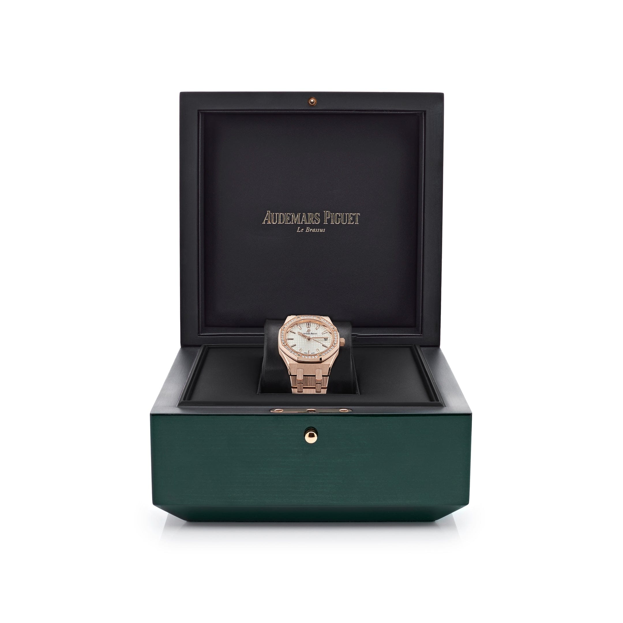 Audemars Piguet Royal Oak 77351OR.ZZ.1261OR.01 Rose Gold White Dial Diamond Bezel (2022) view 7