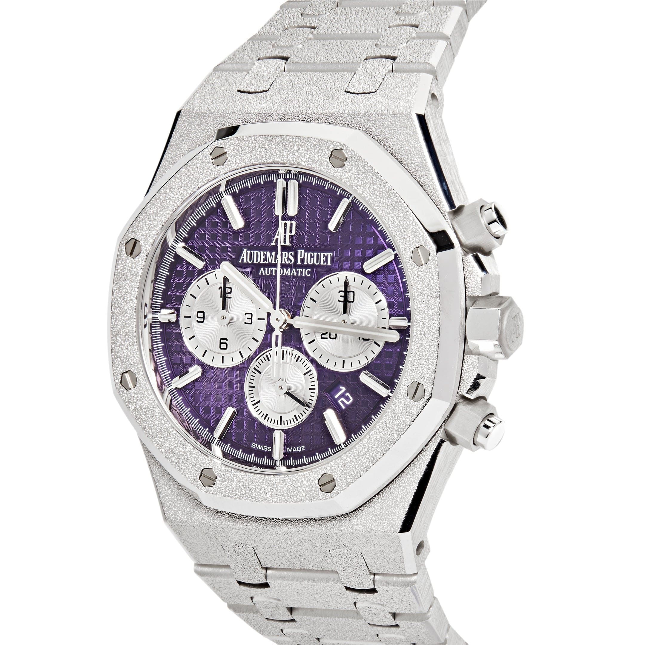 Audemars Piguet Royal Oak 26331BC.GG.1224BC.01 Chronograph Purple Dial Frosted White Gold view 2