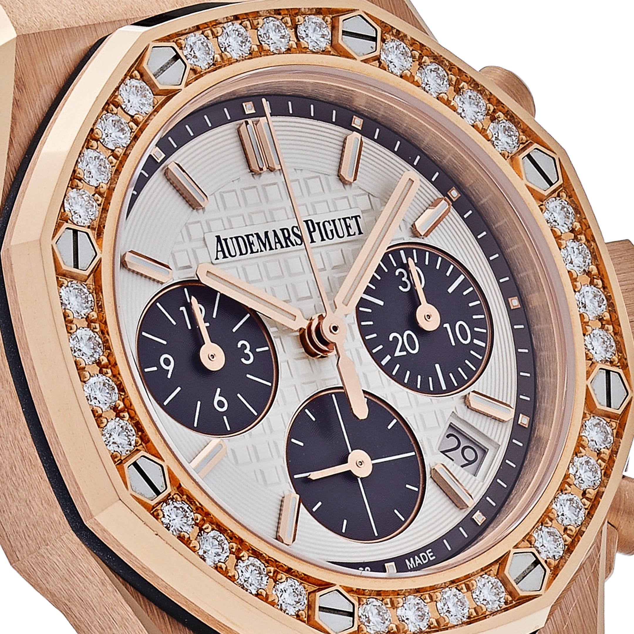 Audemars Piguet Royal Oak Offshore 26231OR.ZZ.D003CA.01 'Ladies' Rose Gold Diamond Bezel Silver Dial view 5