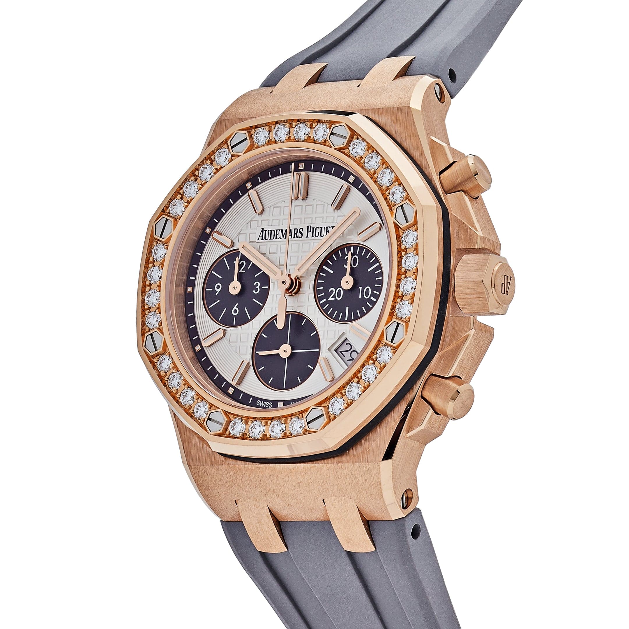 Audemars Piguet Royal Oak Offshore 26231OR.ZZ.D003CA.01 'Ladies' Rose Gold Diamond Bezel Silver Dial view 3