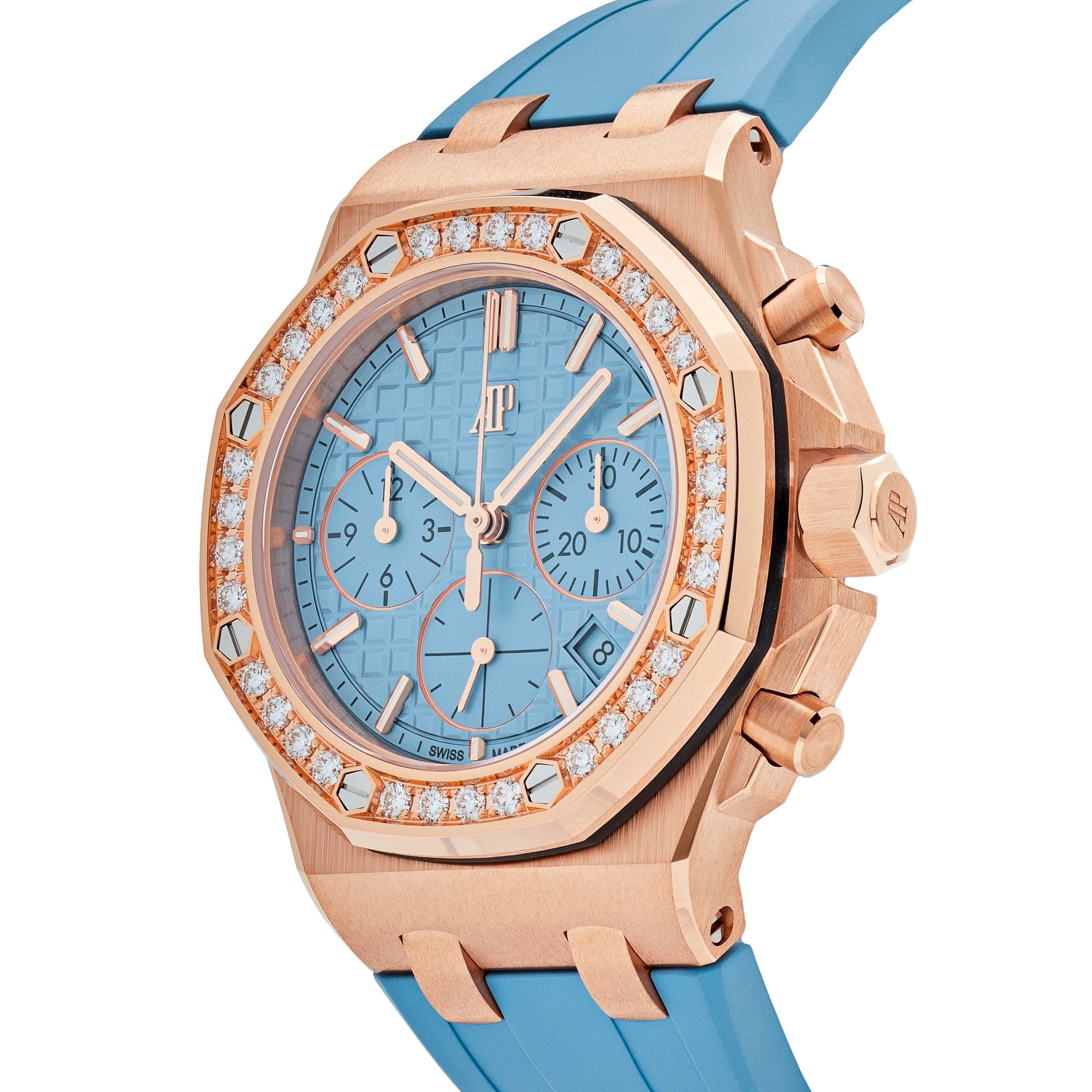 Audemars Piguet Royal Oak Offshore 26231OR.ZZ.A085CA.01 Chronograph Rose Gold Blue Dial Diamond Bezel (2023) view 3