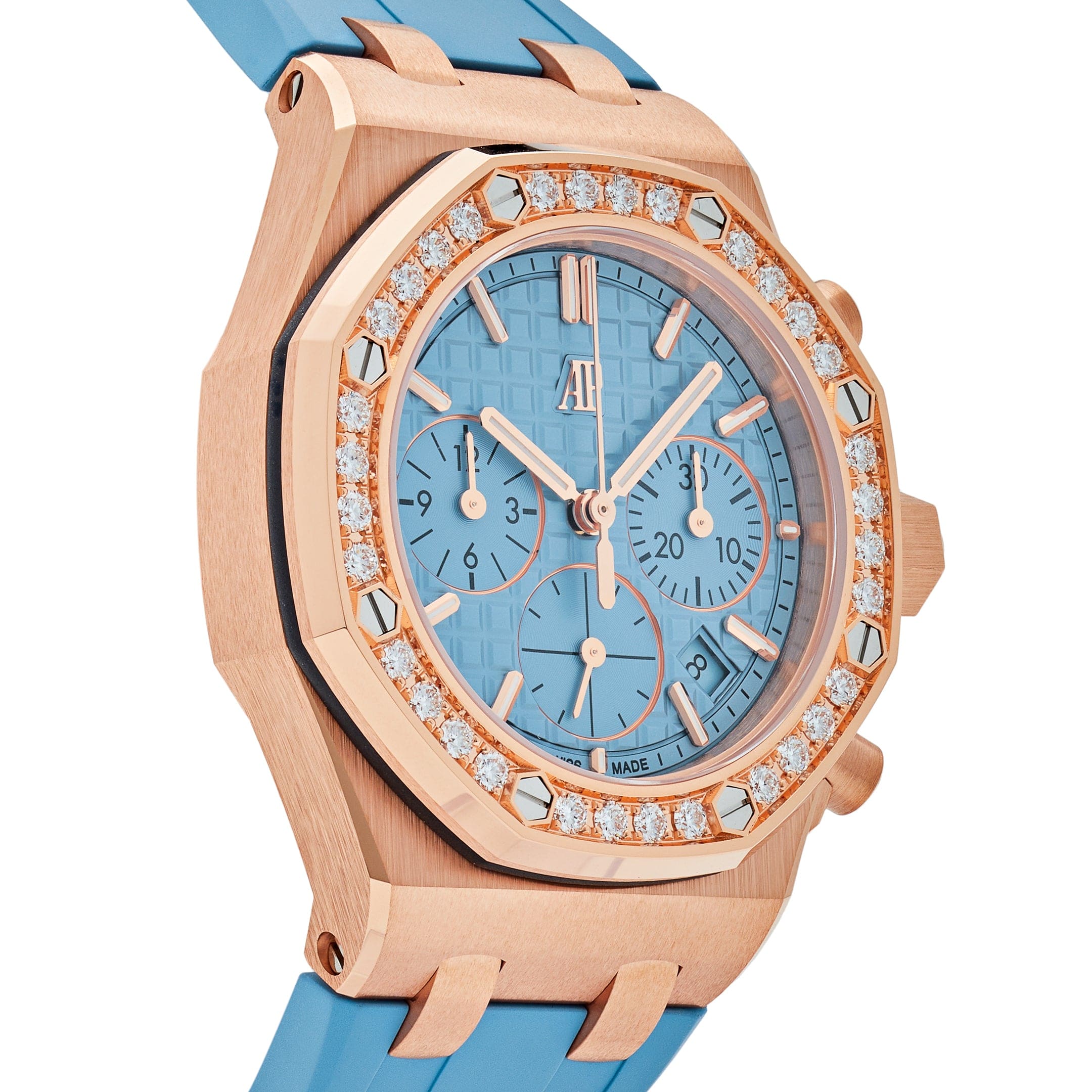 Audemars Piguet Royal Oak Offshore 26231OR.ZZ.A085CA.01 Chronograph Rose Gold Blue Dial Diamond Bezel (2023) view 4