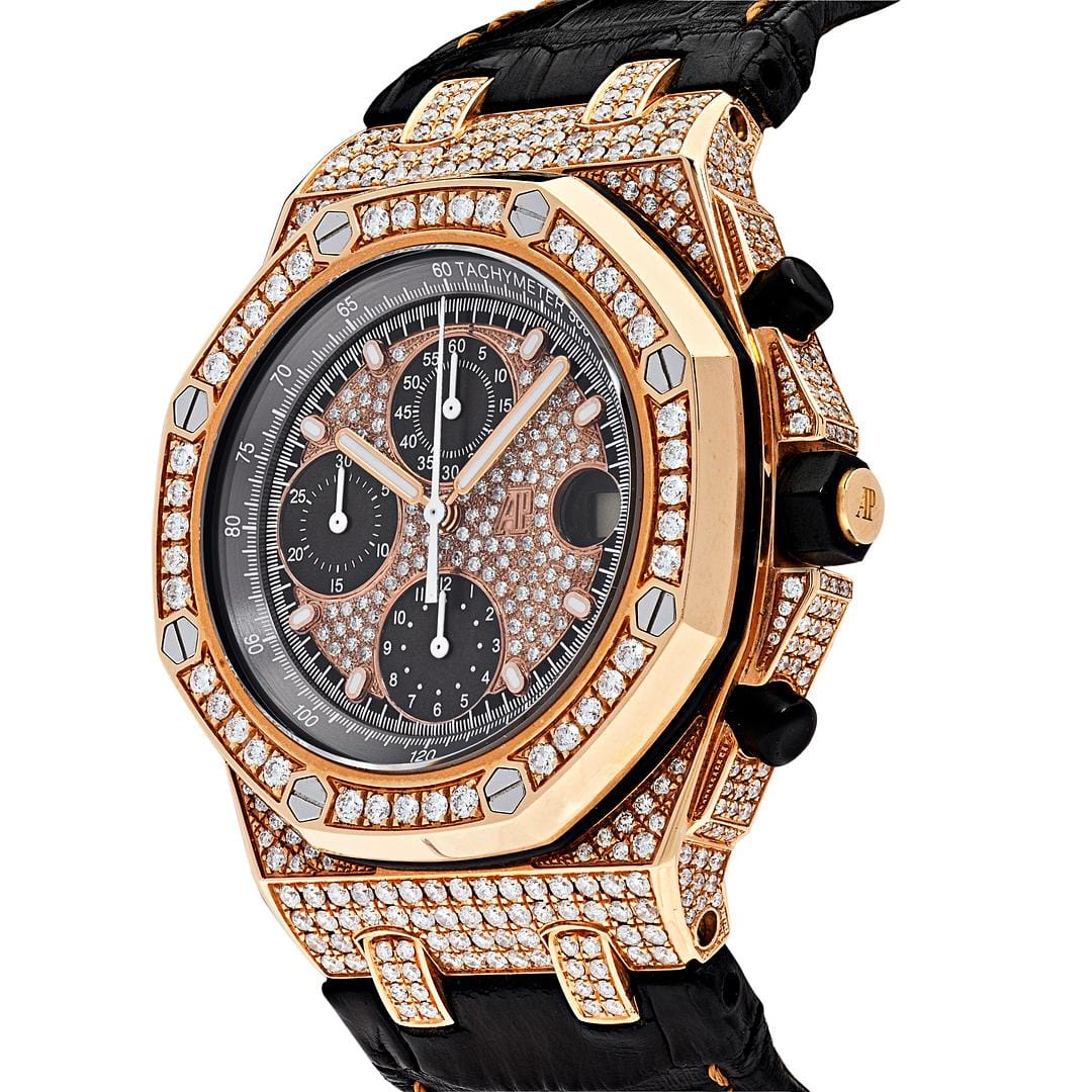 Audemars Piguet Royal Oak Offshore 26470OR.OO.A125CR.01 Chronograph Rose Gold Diamond Bezel view 2
