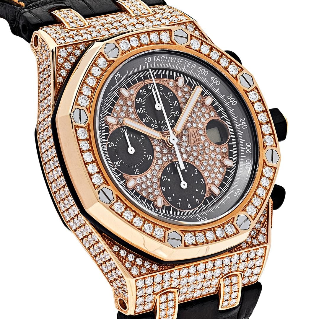 Audemars Piguet Royal Oak Offshore 26470OR.OO.A125CR.01 Chronograph Rose Gold Diamond Bezel view 3