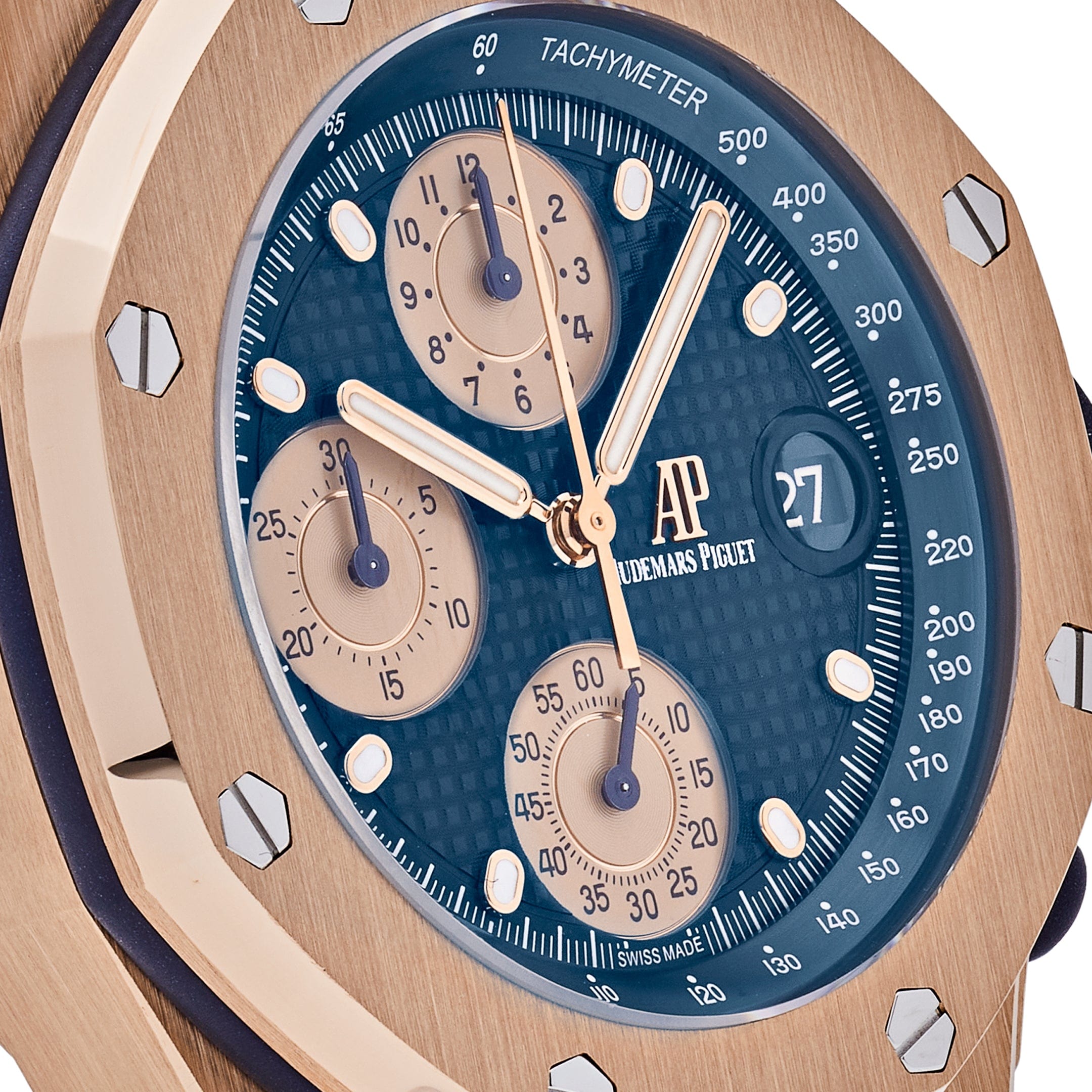 Audemars Piguet Royal Oak Offshore 26238OR.OO.2000OR.01 Chronograph 'Brick' Rose Gold Blue Dial view 6