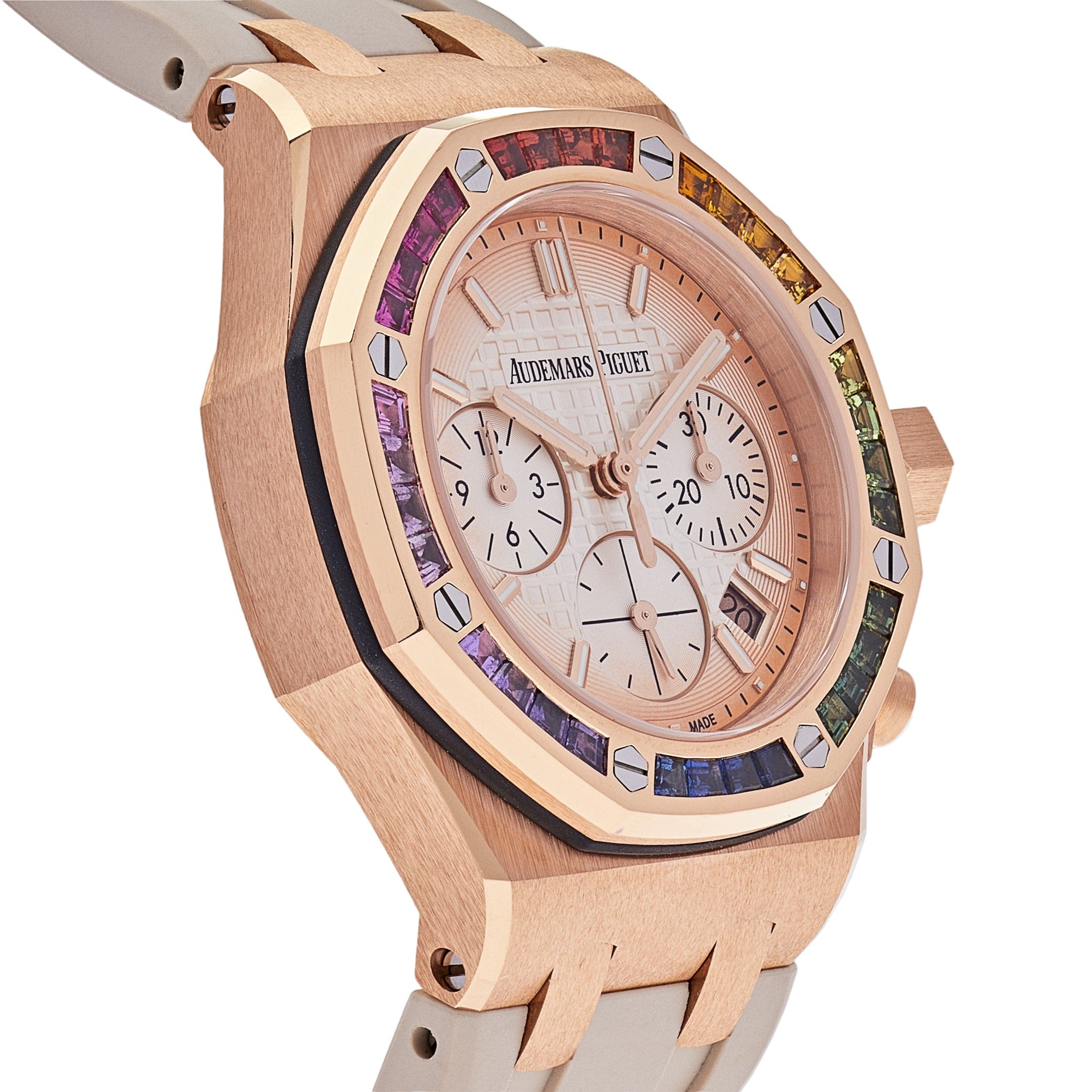 Audemars Piguet Royal Oak Offshore 26236OR.YY.D085CA.01 Selfwinding Chronograph Rainbow Bezel view 3