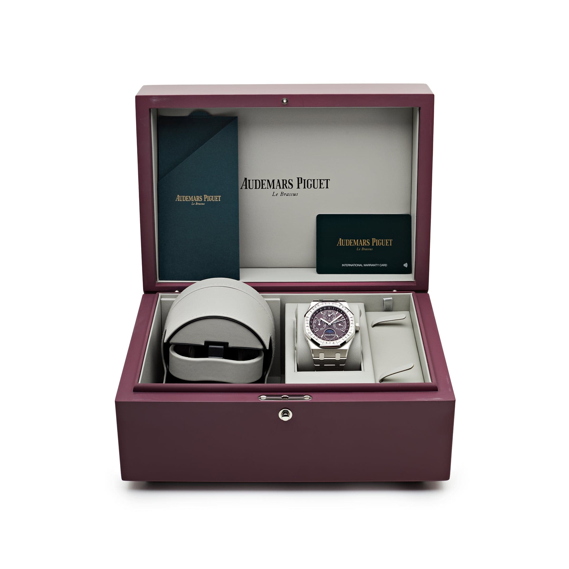 Audemars Piguet Royal Oak Perpetual Calendar 26598BC.ZZ.1220BC.01 'Special Edition' White Gold Burgundy Dial Diamond Bezel (2024) view 7