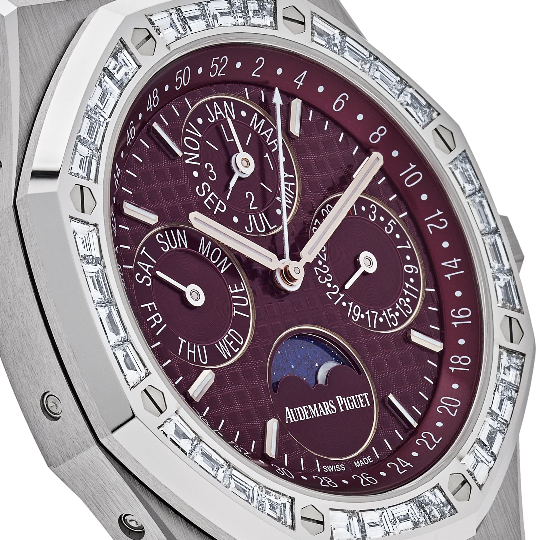 Audemars Piguet Royal Oak Perpetual Calendar 26598BC.ZZ.1220BC.01 'Special Edition' White Gold Burgundy Dial Diamond Bezel (2024) view 5
