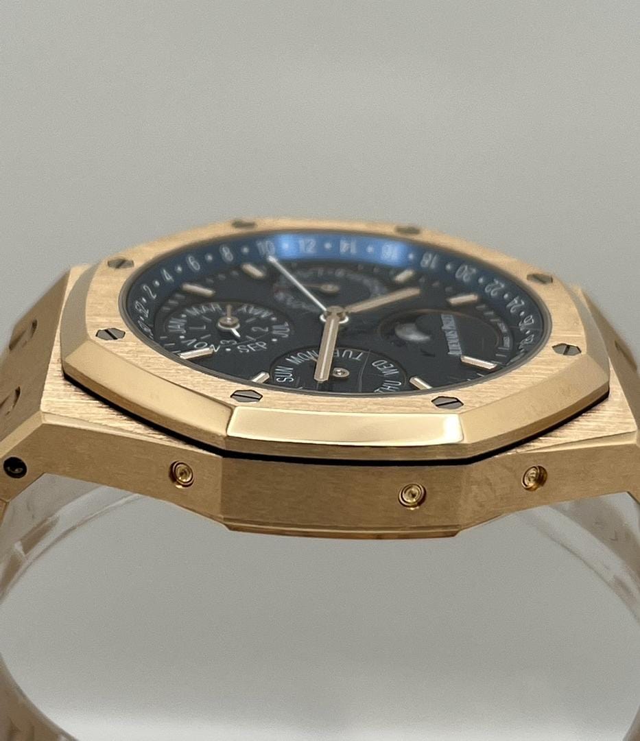 Audemars Piguet Royal Oak Perpetual Calendar 26574OR.OO.1220OR.02 Rose Gold Blue Dial view 4