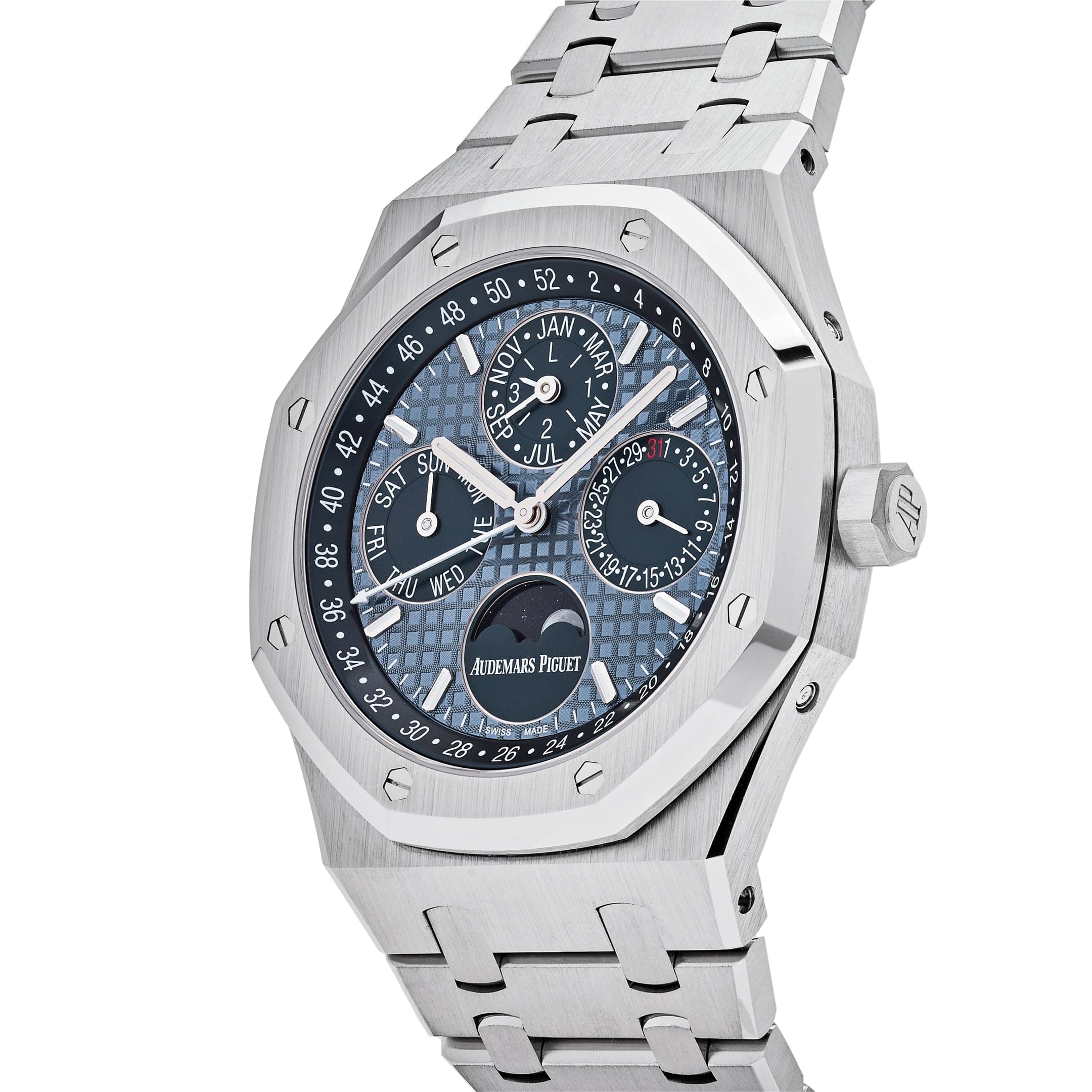 Audemars Piguet Royal Oak Perpetual Calendar 26574ST.OO.1220ST.03 Stainless Steel Blue Dial view 3