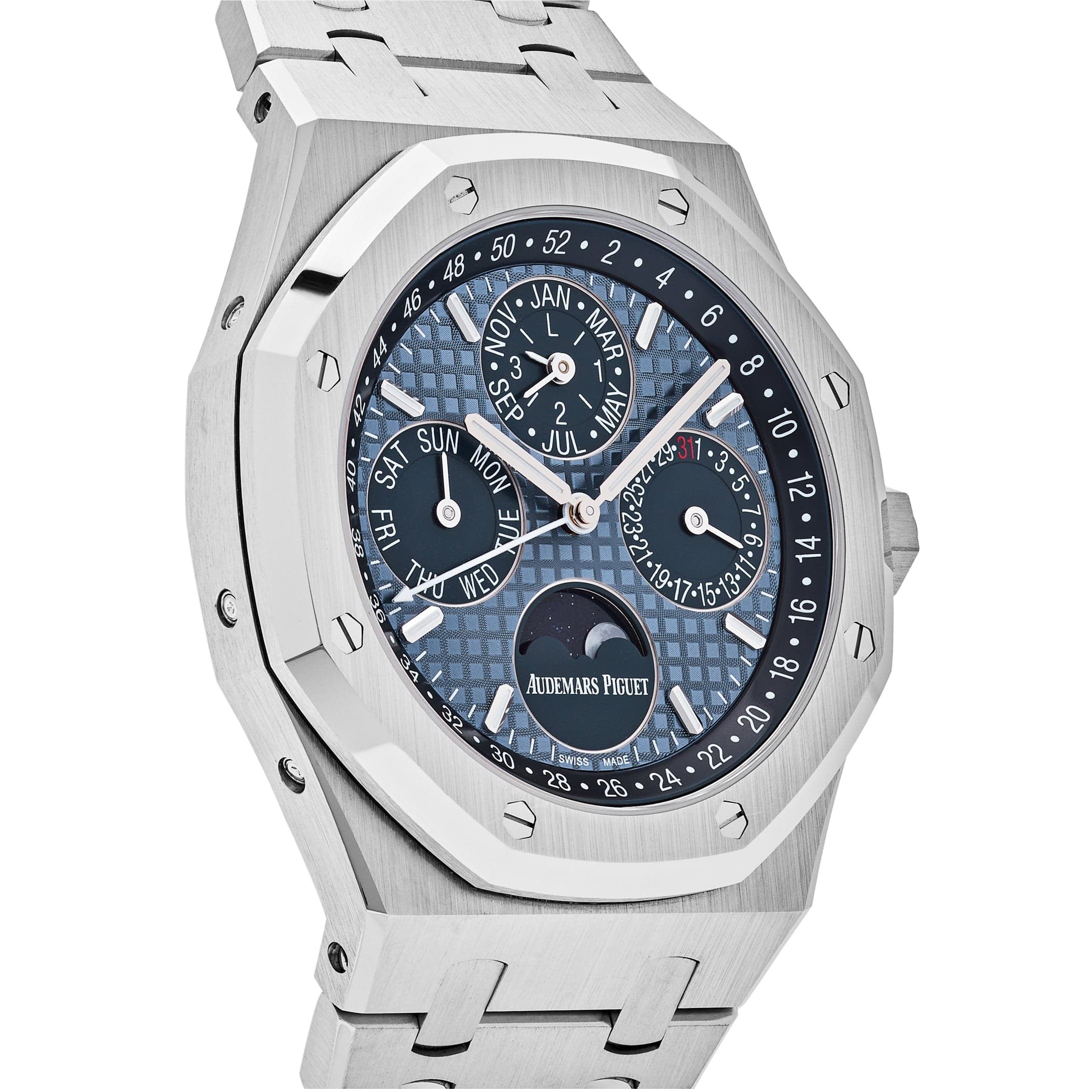 Audemars Piguet Royal Oak Perpetual Calendar 26574ST.OO.1220ST.03 Stainless Steel Blue Dial view 4
