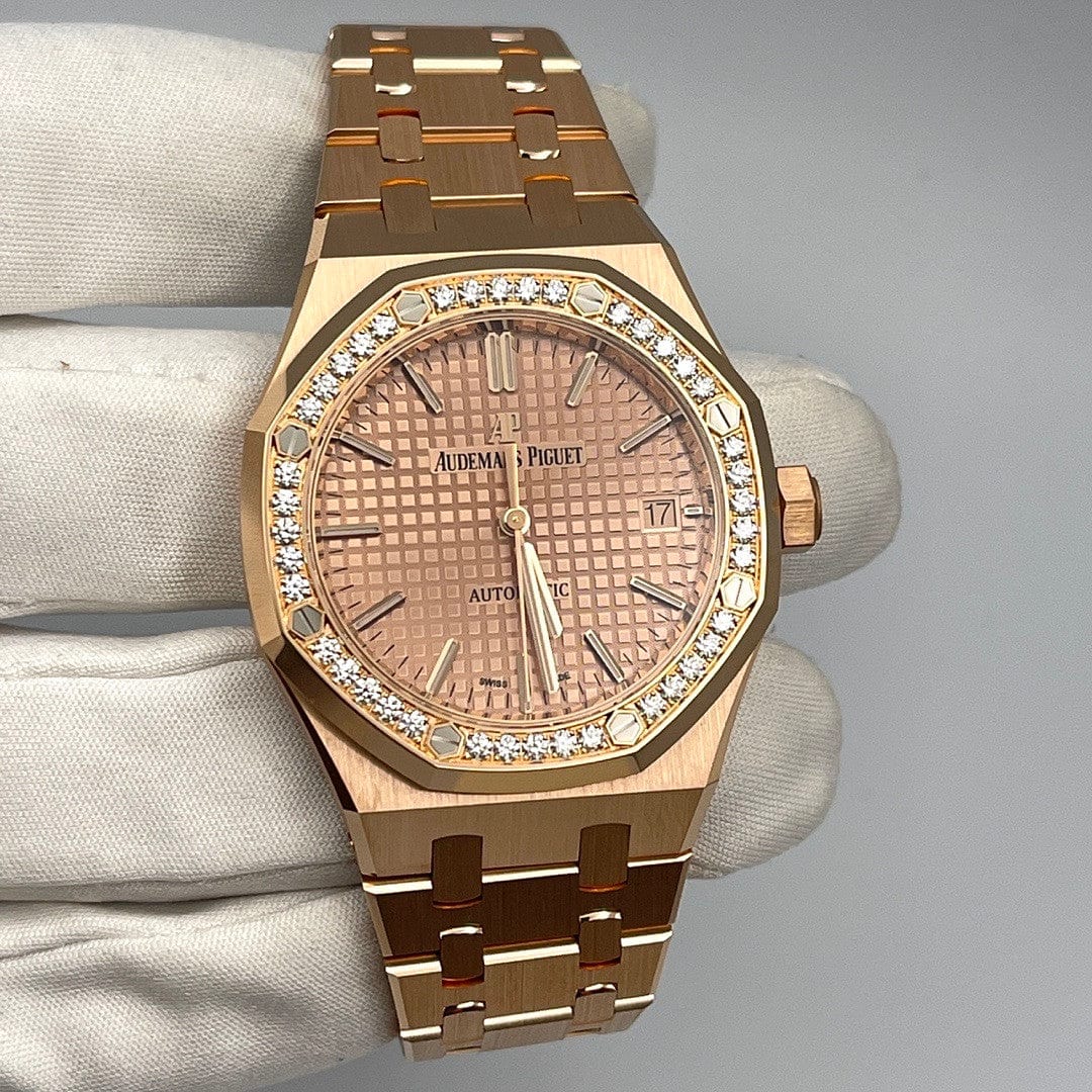 Audemars Piguet Royal Oak Selfwinding 15451OR.ZZ.1256OR.03 'Ladies' Rose Gold Diamond Bezel view 2