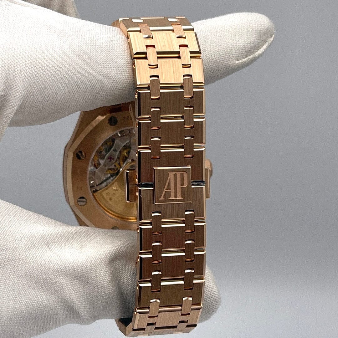 Audemars Piguet Royal Oak Selfwinding 15451OR.ZZ.1256OR.03 'Ladies' Rose Gold Diamond Bezel view 5