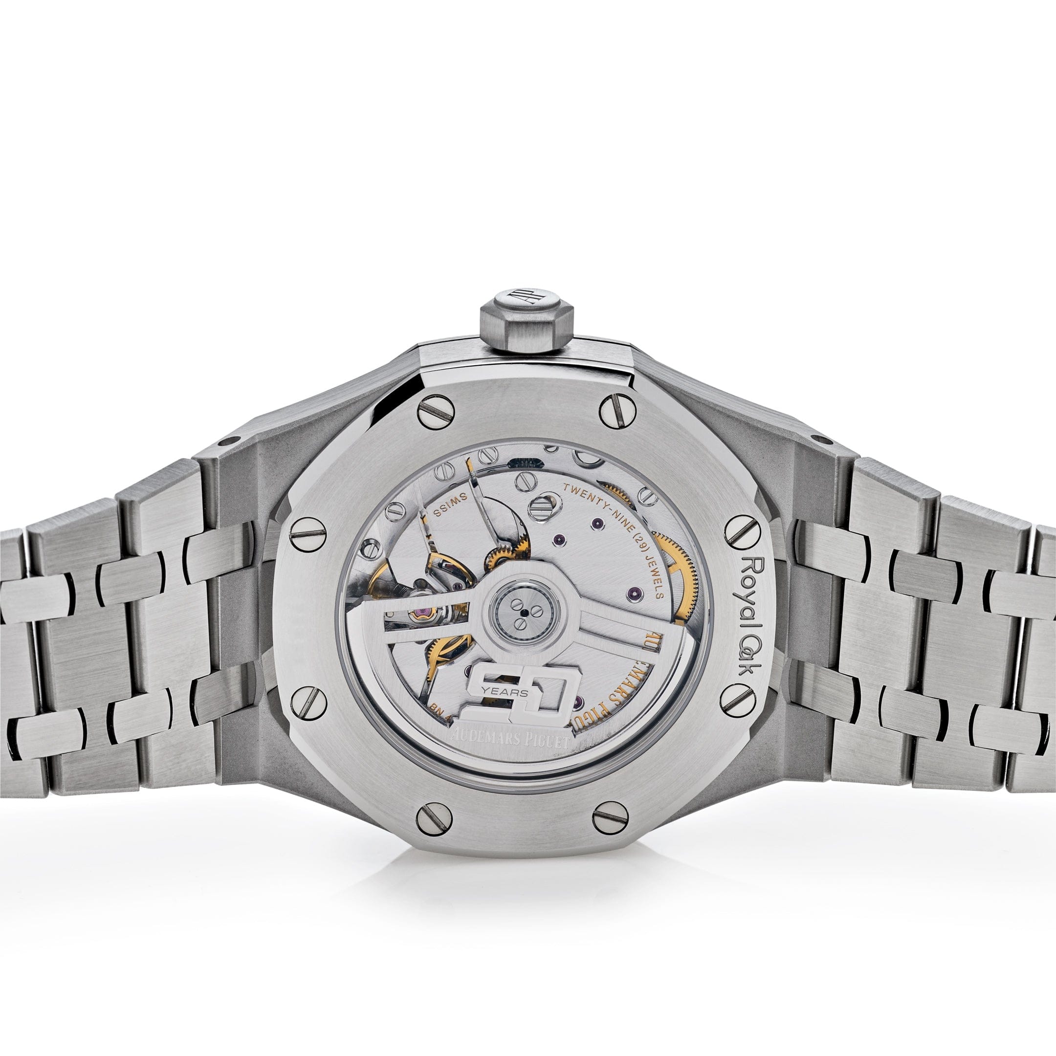 Audemars Piguet Royal Oak Selfwinding 15551ST.ZZ.1356ST.02 "50th Anniversary" Blue Dial Diamond Bezel view 4